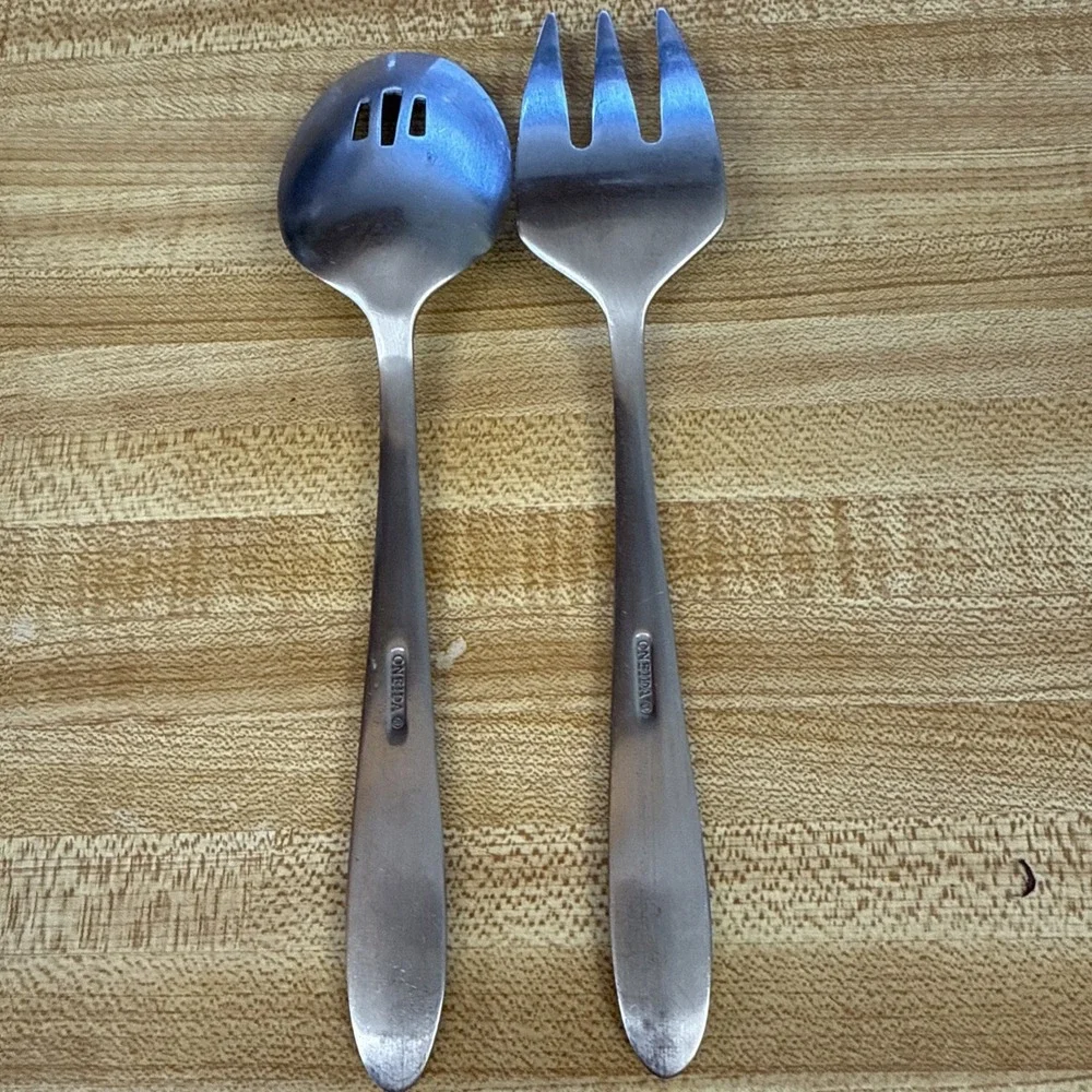 Oneida Stainless Steel Serving Set-Slotted Spoon & Meat Fork-Set.